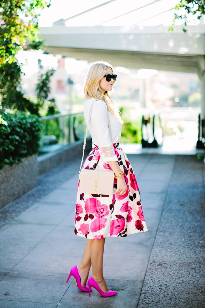 Knee-length, Popping Print Skirt Bold Colors