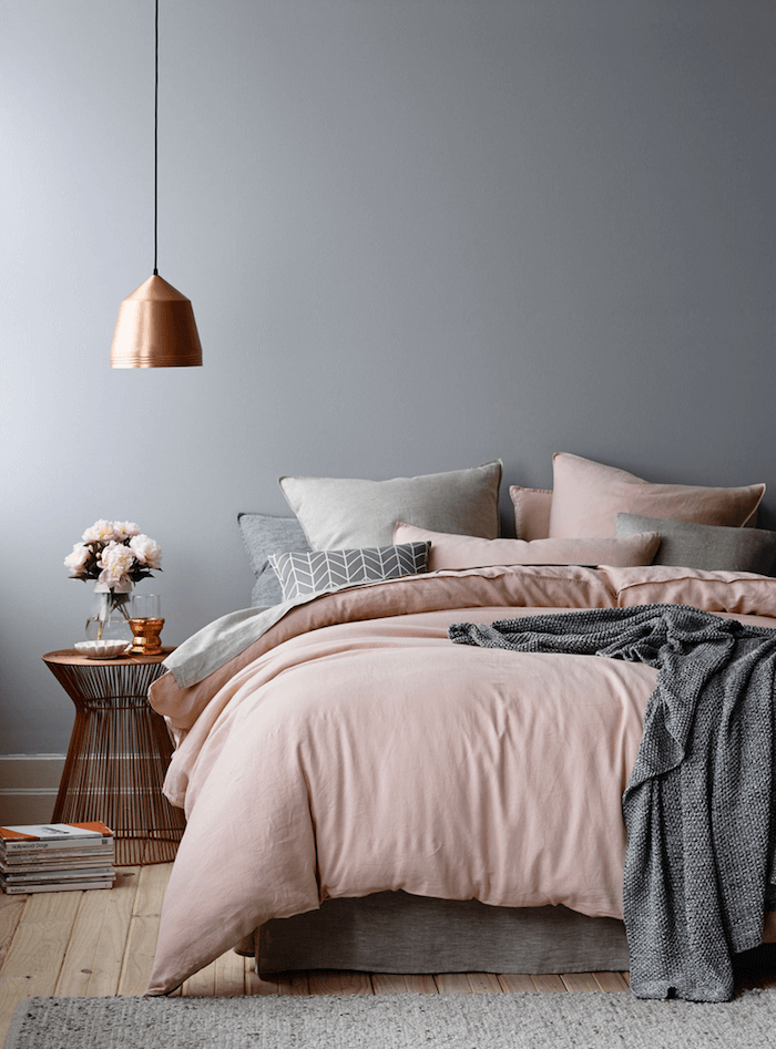 Pale Pink Contrast With Geometric Gray Accents