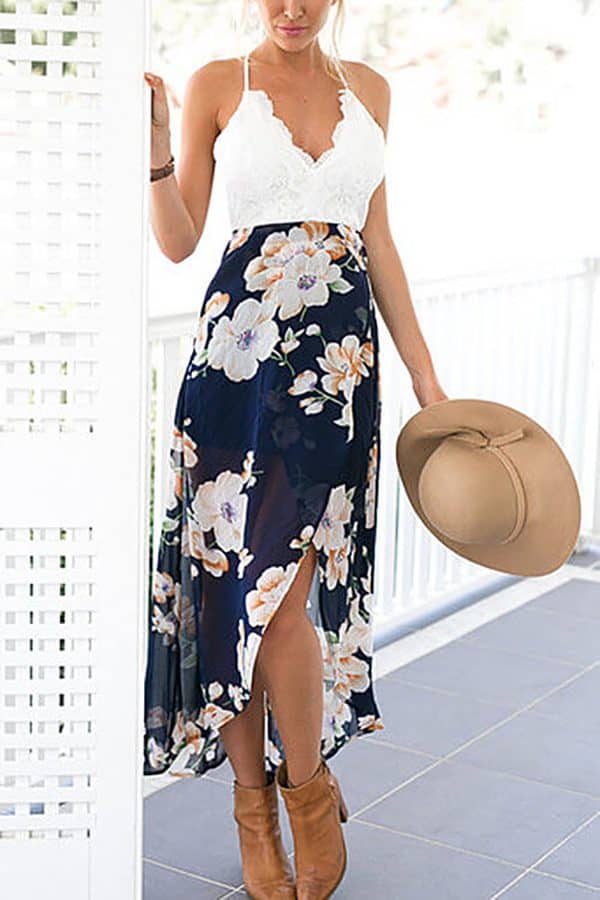 Lacy, Floral Halter Dress