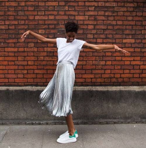 Shimmer Skirts And White T-shirts