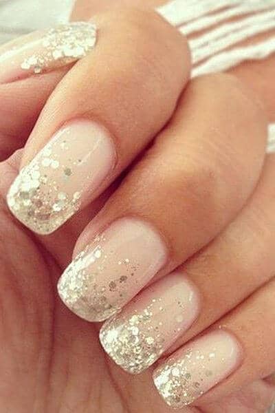 Nude and Glitter Nails