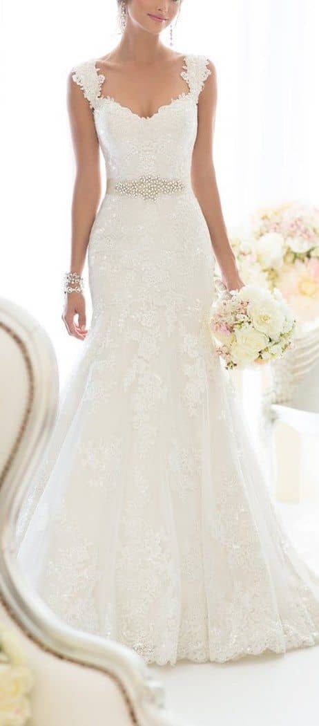 All-Over Lace Sweetheart Mermaid with a Wide Shoulder Strap