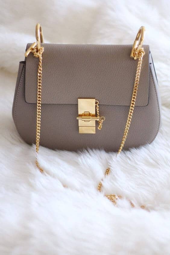 Brown Sling Bag With Gold Chain