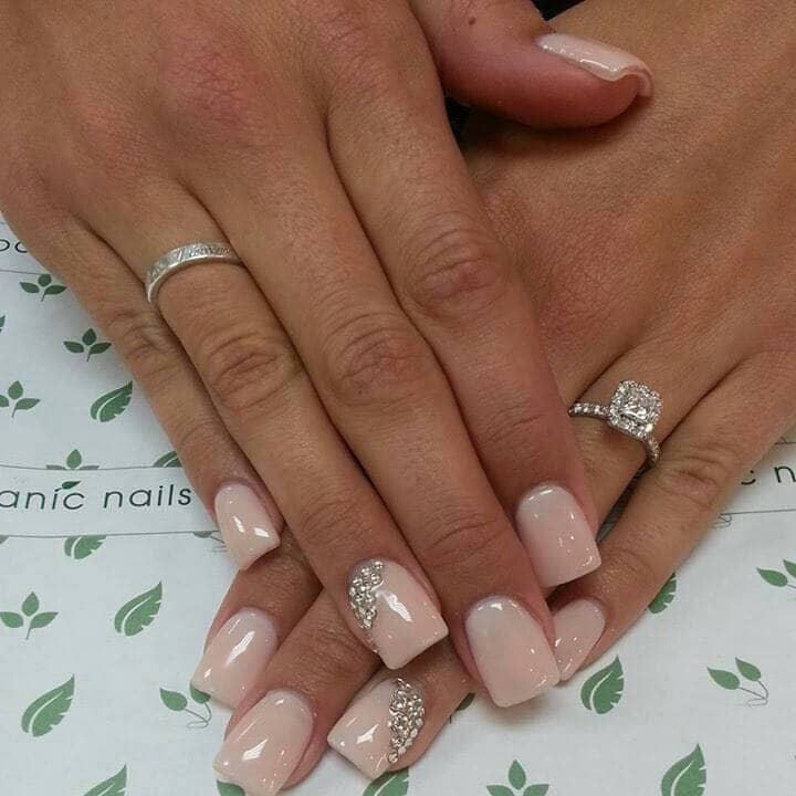 Simple Pink Wedding Nail Art