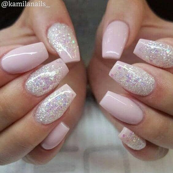 Pink Nails with White Pattern