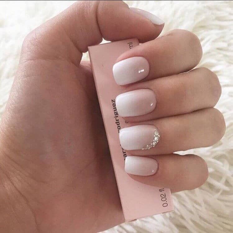 Nude to White Ombre and Nail Gems