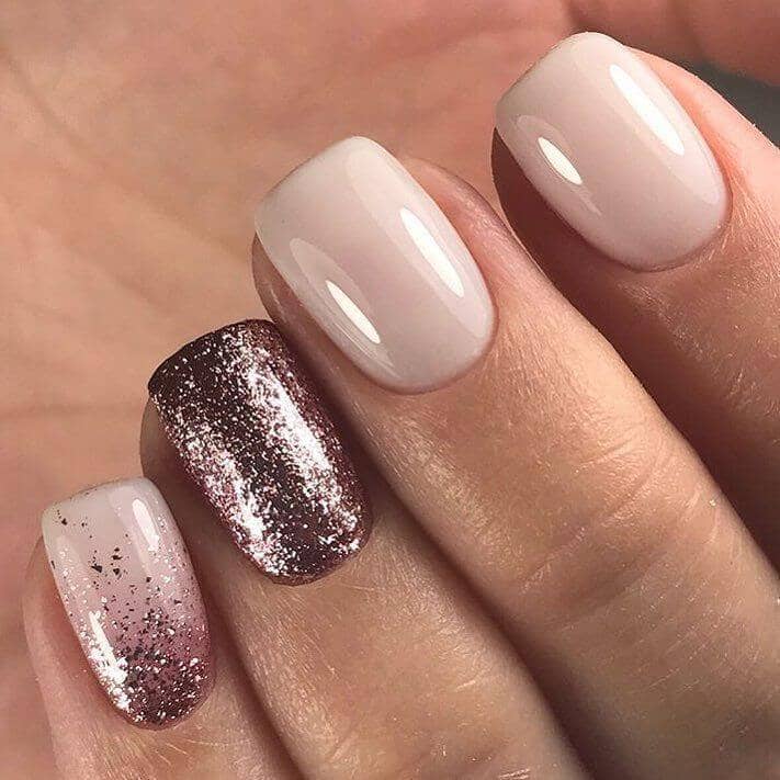 Alluring Ivory and Plum Glitter Wedding Nails