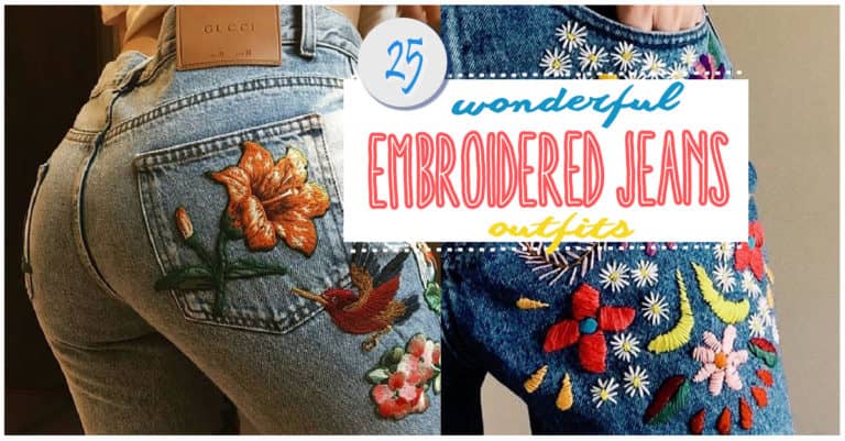 Featured image for “25 Wonderful Embroidered Jeans Outfits”