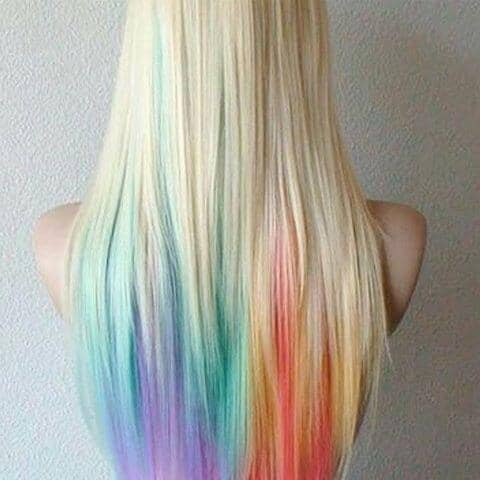 Now THIS is how you do rainbow ends. The colors blend so well with her natural hair!