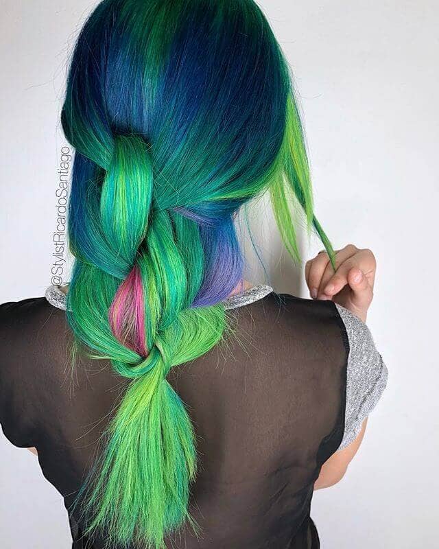 Green Hair Dye with Blue and a Touch of Magenta