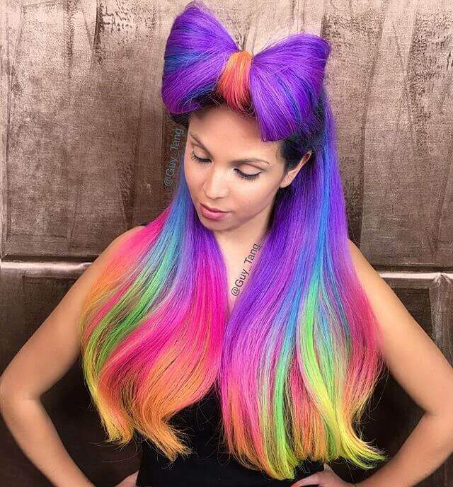 Amazing Rainbow Unicorn Hair with a Bow