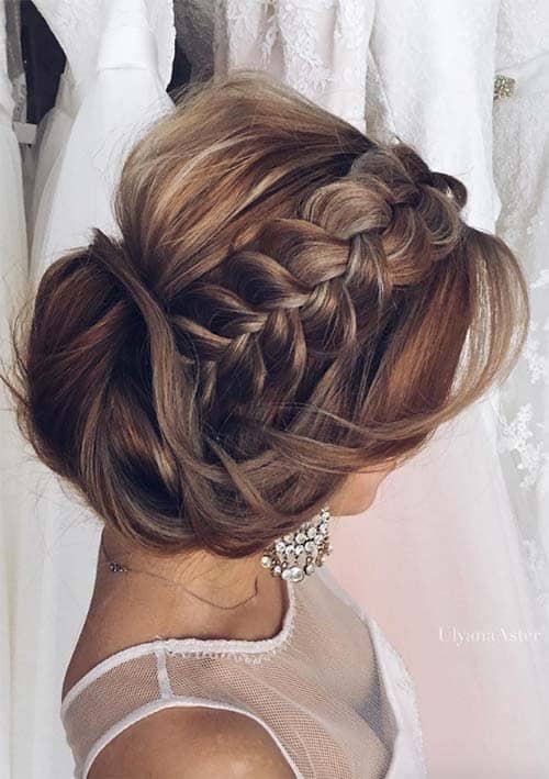 Stylish side braid with hair pinned up