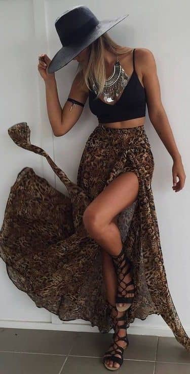 Stand Out from the Crowd with a Black Crop and a Boho Maxi Skirt