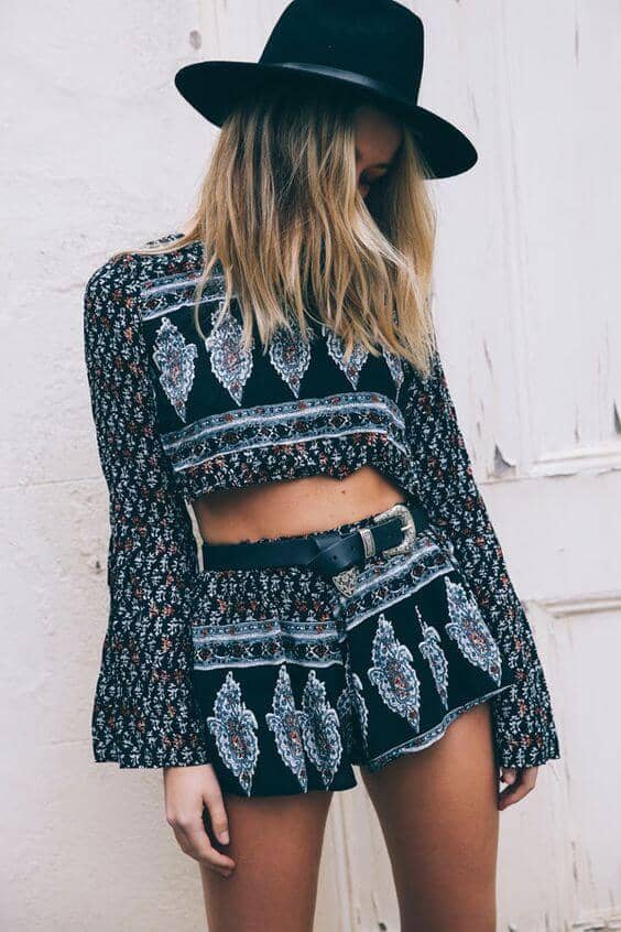 Patterned Tops with Long Sleeves and Shorts