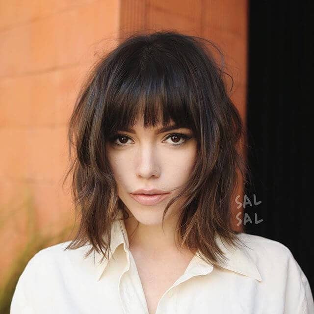 Medium Short Lob With Choppy Bangs