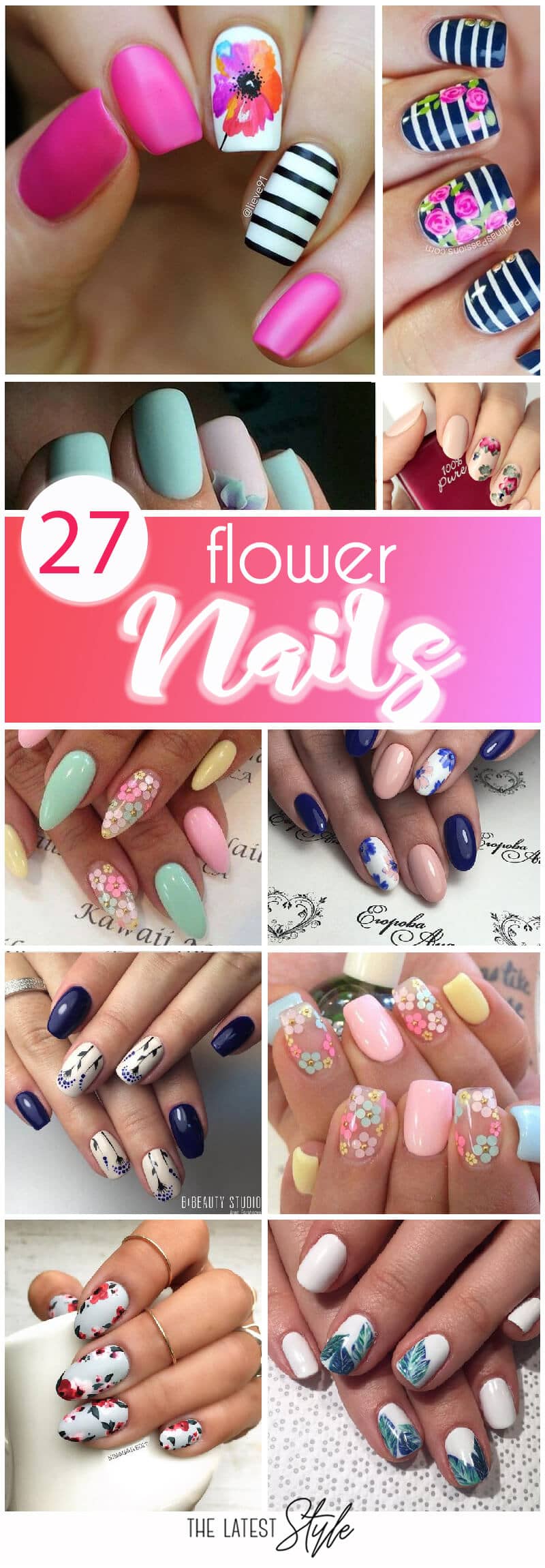 27 Pretty Flower Nail Inspirations
