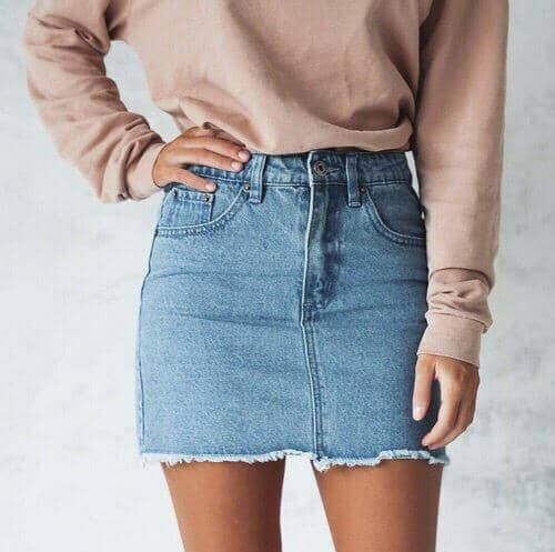 Jean skirt hot sale outfits fall