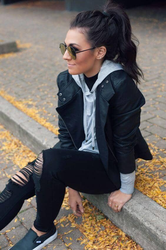 27 Cool Leather Jacket Outfits For This Fall