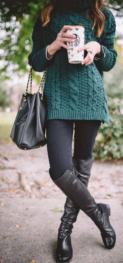 blue cardigan sweater with torn jeans top