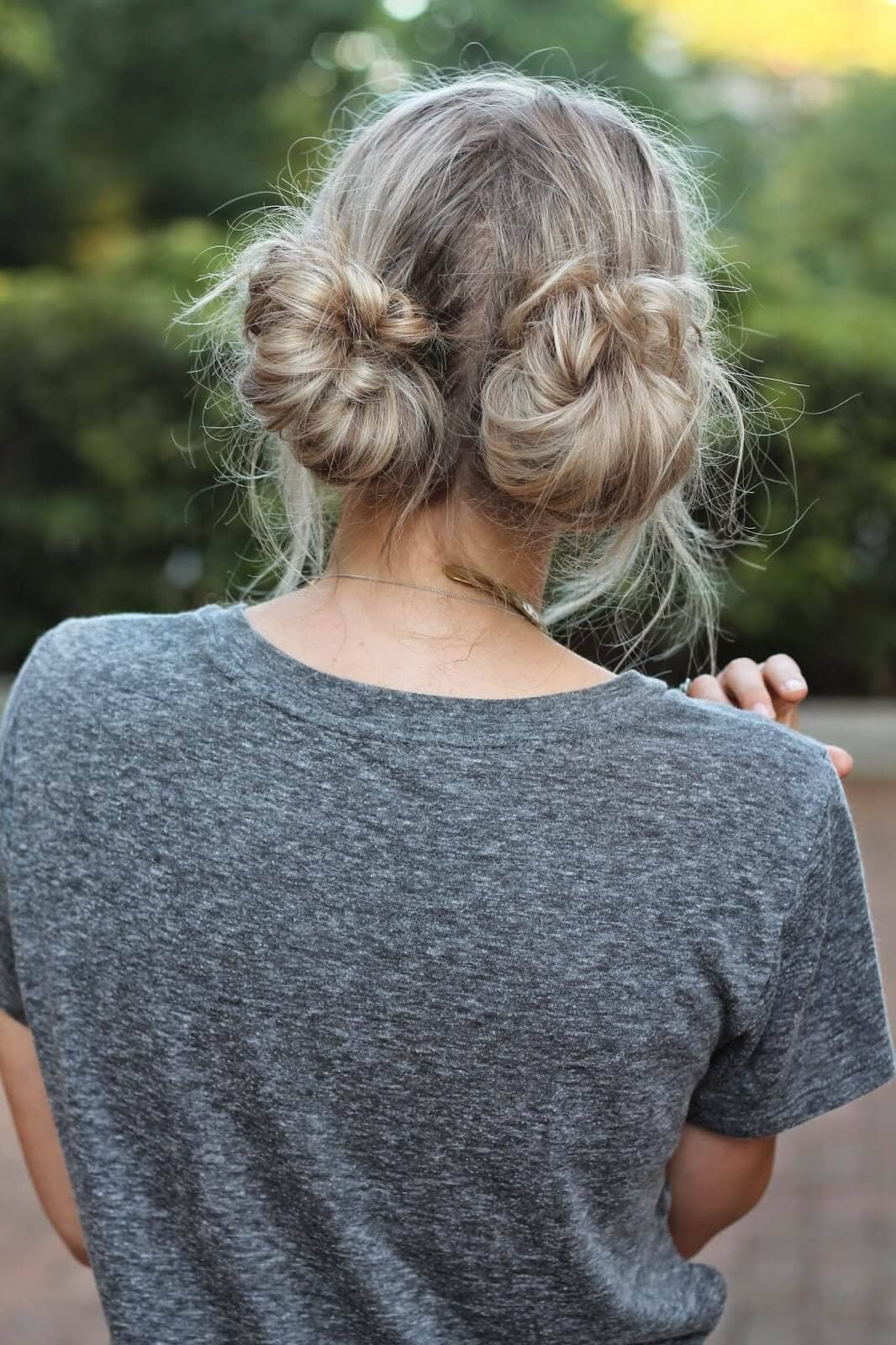 Cool Messy Two Buns Hairstyle