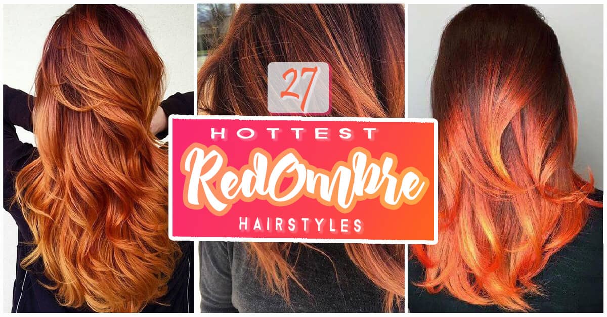 brown hair with bright red ombre