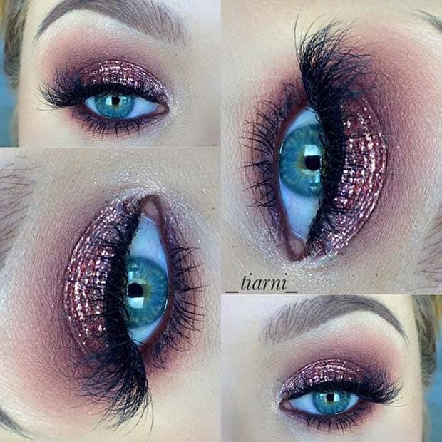 Sequin Sparkle Showgirl Eyes with Feather Fringe