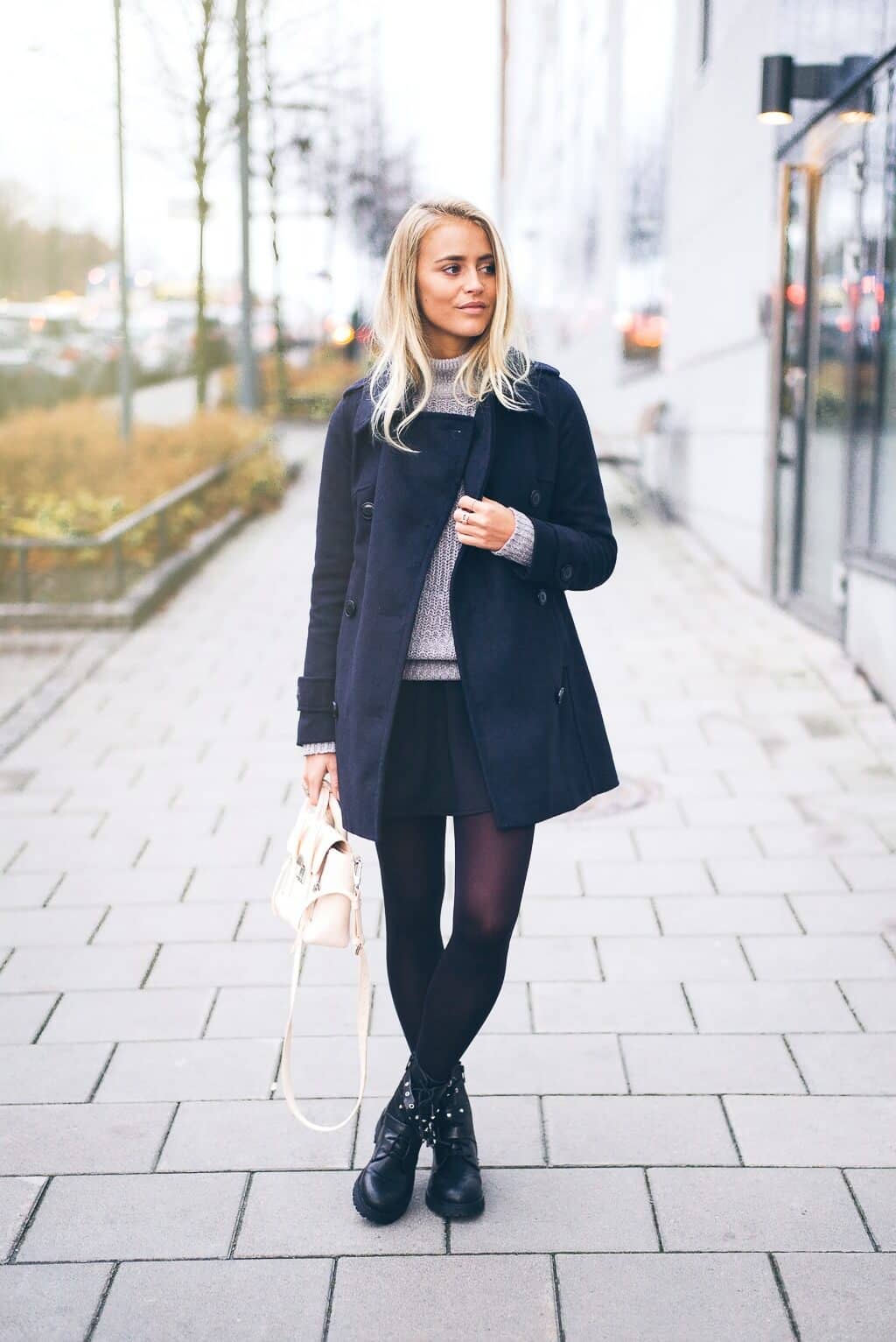 Black Miniskirt With Chunky Sweater