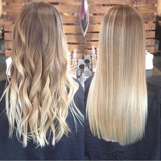 A long medium blonde ombre hairstyle