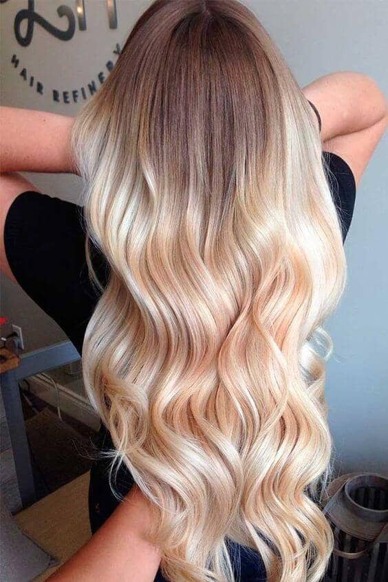 A Glamorous take on golden blonde ombre hair