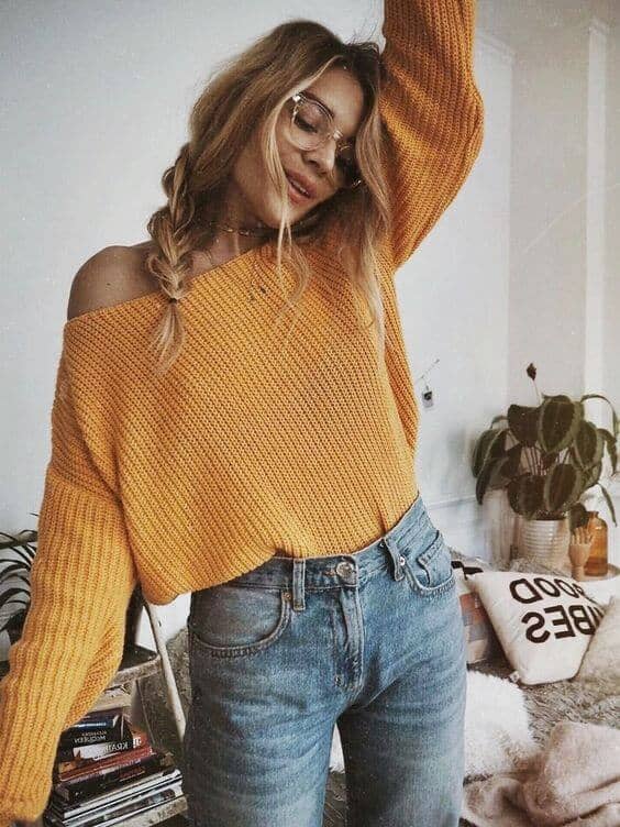 Mustard Knits And High Waisted Jeans