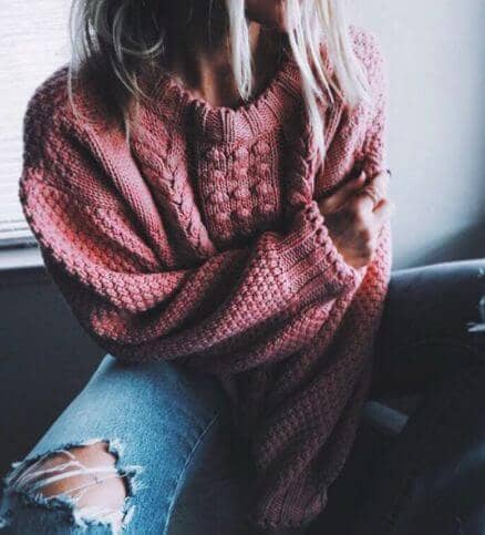 Dusty Rose Chunky Knit Sweater