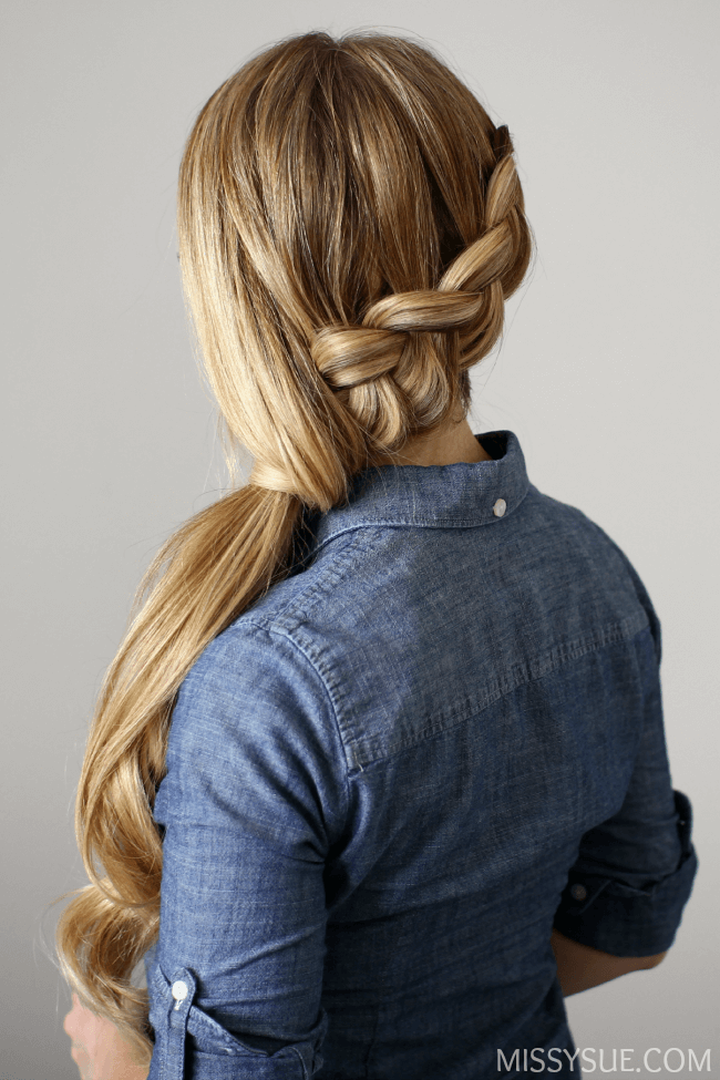 Side Swept Dutch Braid Ponytail