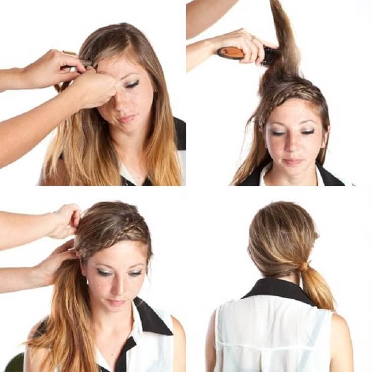 Braided Bangs Side Swept Ponytail