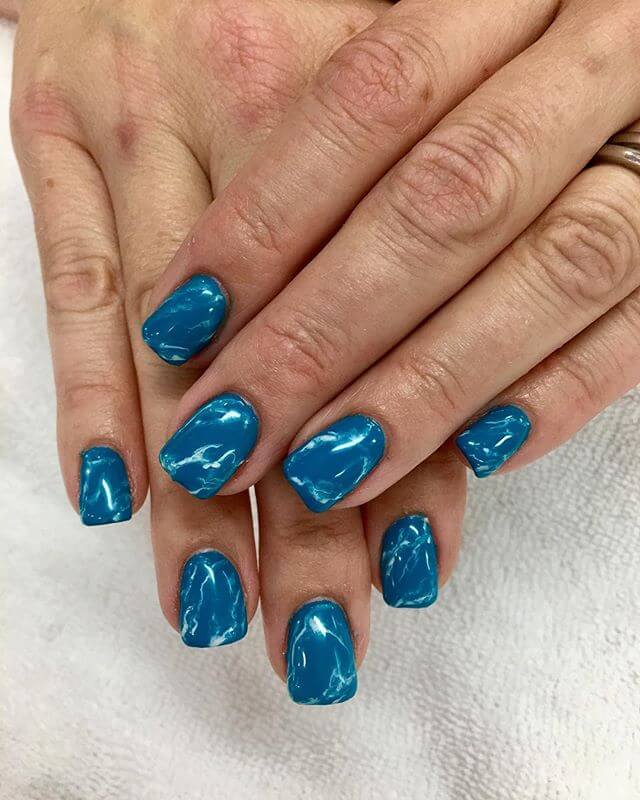 Ice Blue Hue Marble Nails