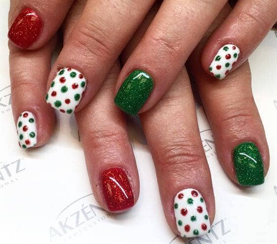 Green And Red Glitter And Polka Dots