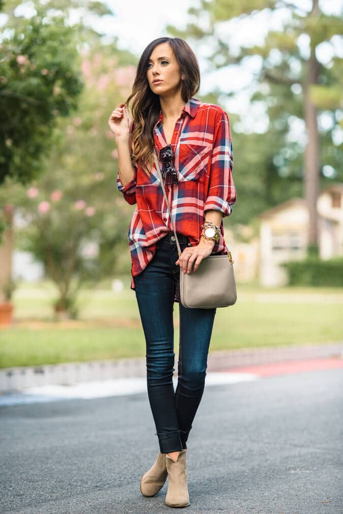 Country Chic Oversized Flannel and Booties