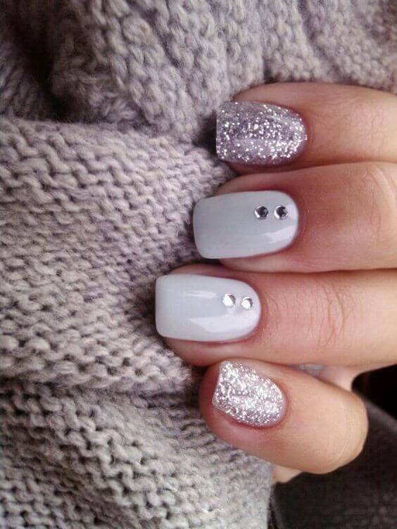 Silver Sparkles And Grey Rhinestones