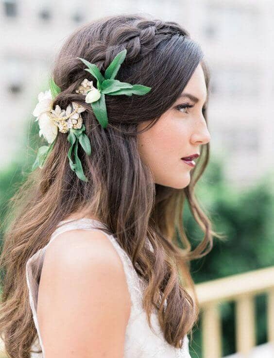 French Half-up Crown With Flowers