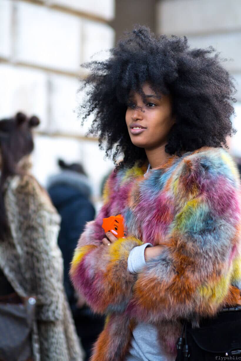 Multicolored Cropped Faux Fur Jacket