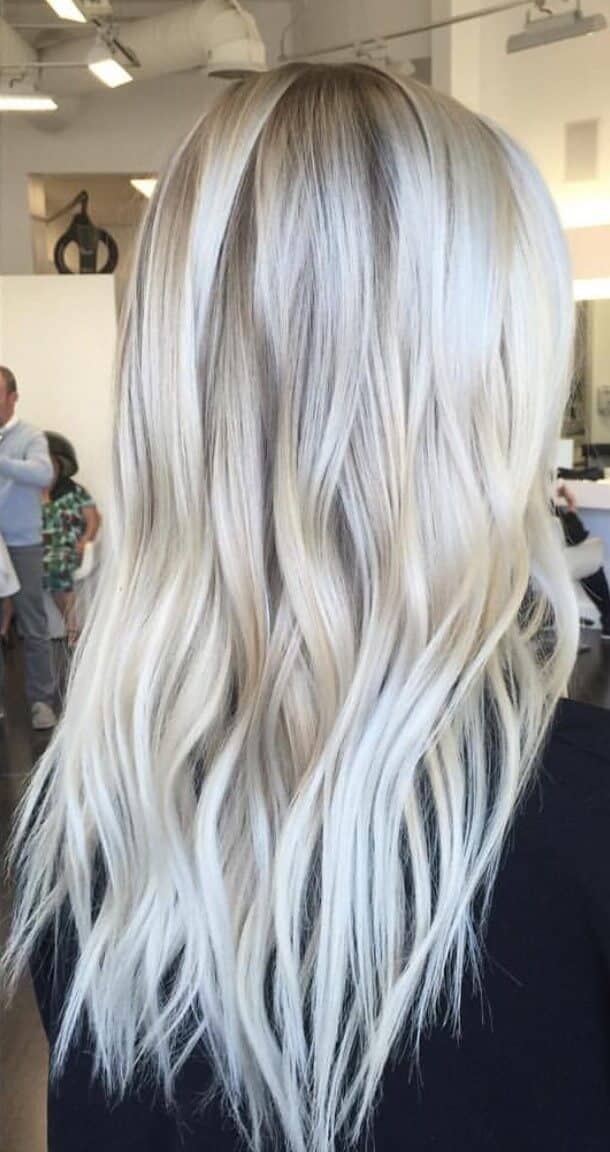 Long Honey to Ice Blonde Haircolors