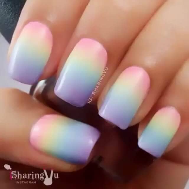 Squoval With Pastel Rainbow Gradient