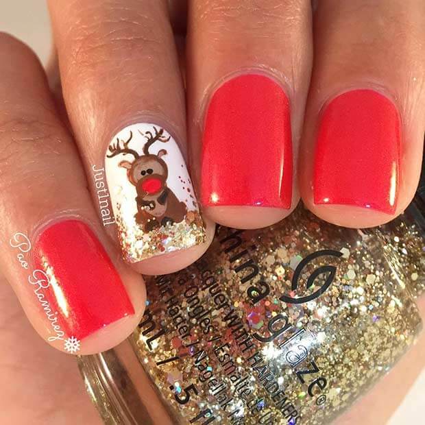 Holiday Red With Rudolph Accent