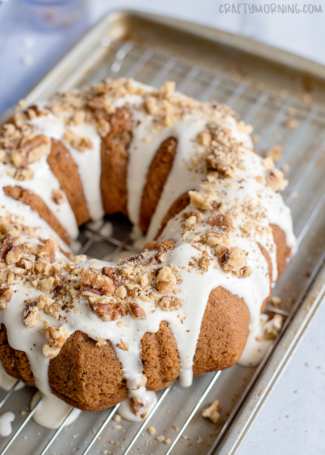 Nutty Banana Coffee Cake with Brown Sugar Icing