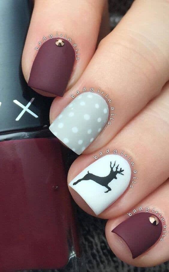 Matte Maroon, Grey, And Reindeer