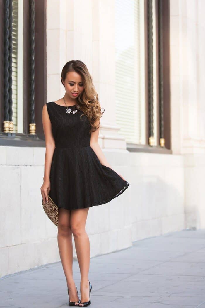 Sweetheart Black Lace Swing Dress