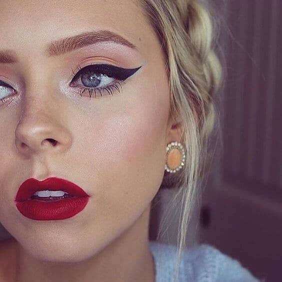 Thick Winged Liner and Red Lips