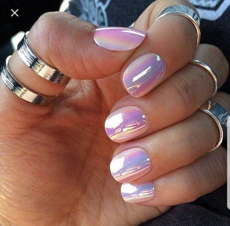 Pastel Pink Iridescent Chrome Polish