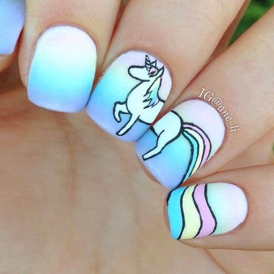 Pastel Rainbow Gradient With Unicorn Art