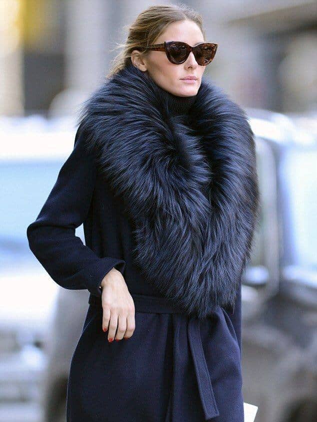 Wrap Coat With Black Faux Fur Collar