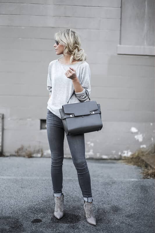 Grey Booties Complete The Look